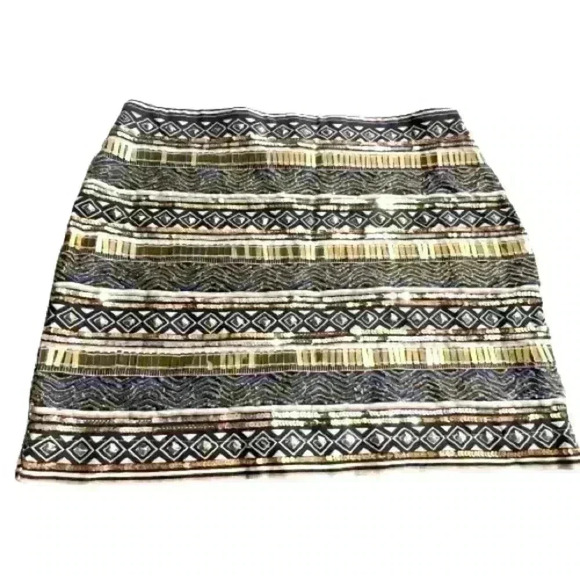 TWIK by SIMONS GOLDEN SHINNY FESTIVE MINI SKIRT  SIDE ZIPPER SIZE S - Picture 9 of 9